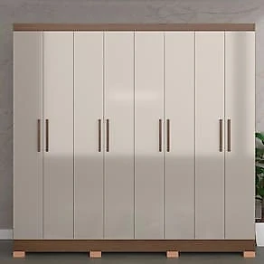 Guarda-Roupa Bartira Porto com 8 Portas e 4 Gavetas - 219,2 de largura Avelã/Capuccino