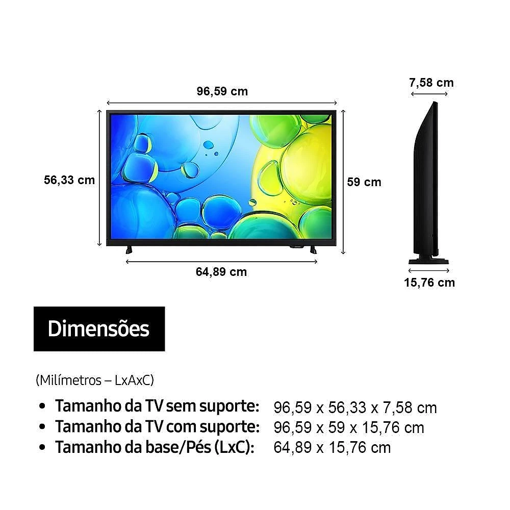 Smart tv 43” samsung full hd un43f6000fgxzd, xbox cloud gaming, hdr, som em movimento virtual, ai energy mode, wi-fi e bluetooth