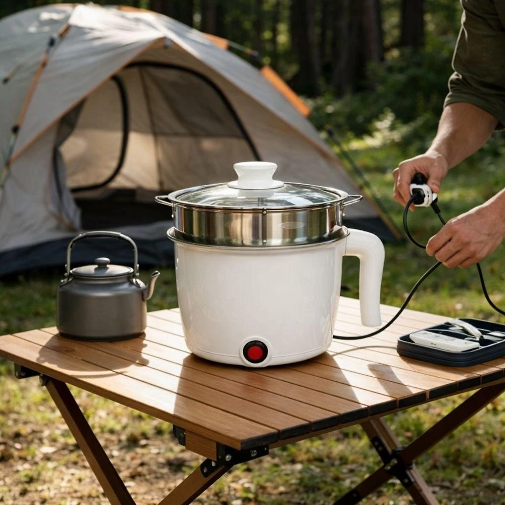 Miniatura Panela Elétrica Multifuncional Compacta Inox Com Vapor 110V Branco