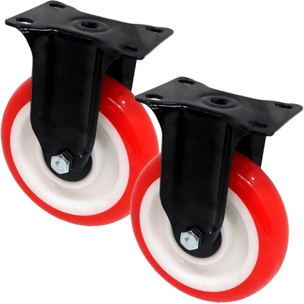Kit 8 Rodas Rodízio Outras Marcas Rodizio Reforçado para Móveis Anti Risco 125X32MM Vermelho e Preto