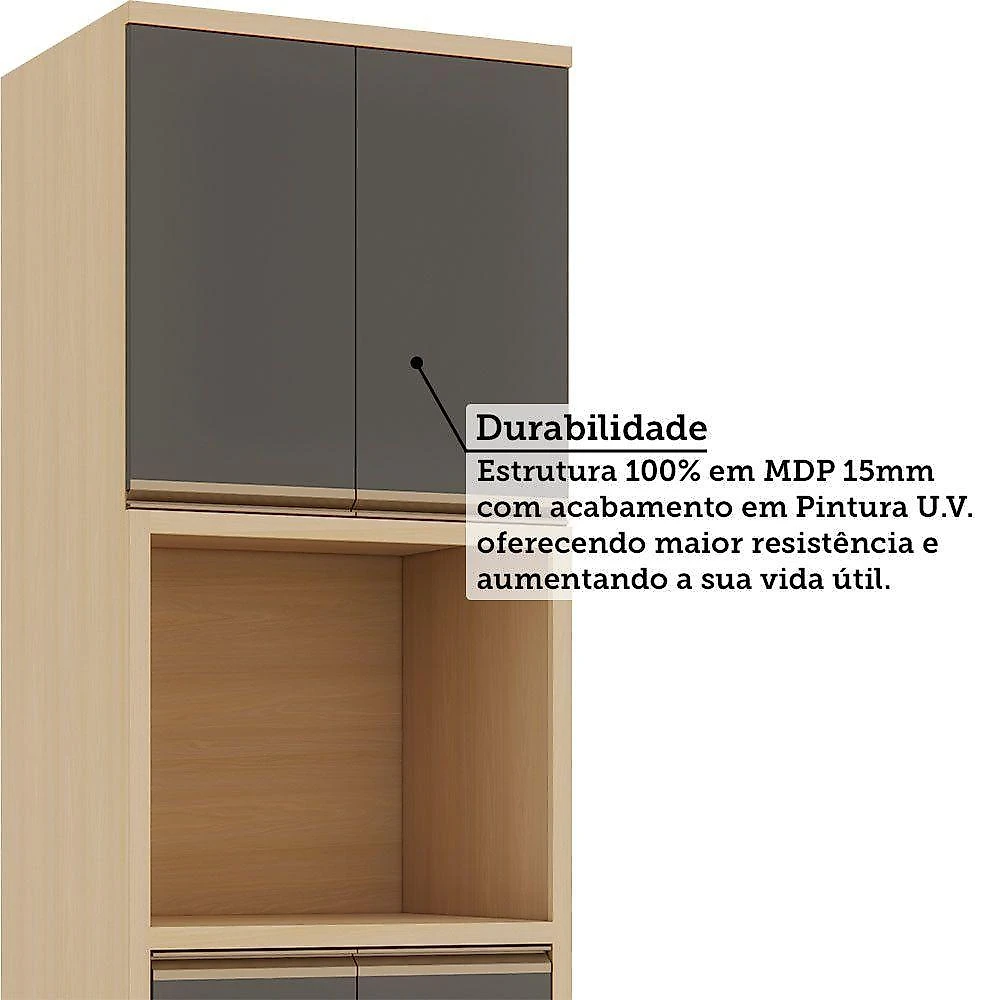 Paneleiro Brise 4 Portas 2 Prateleiras MDP 70CM Amadeirado Luciane Móveis