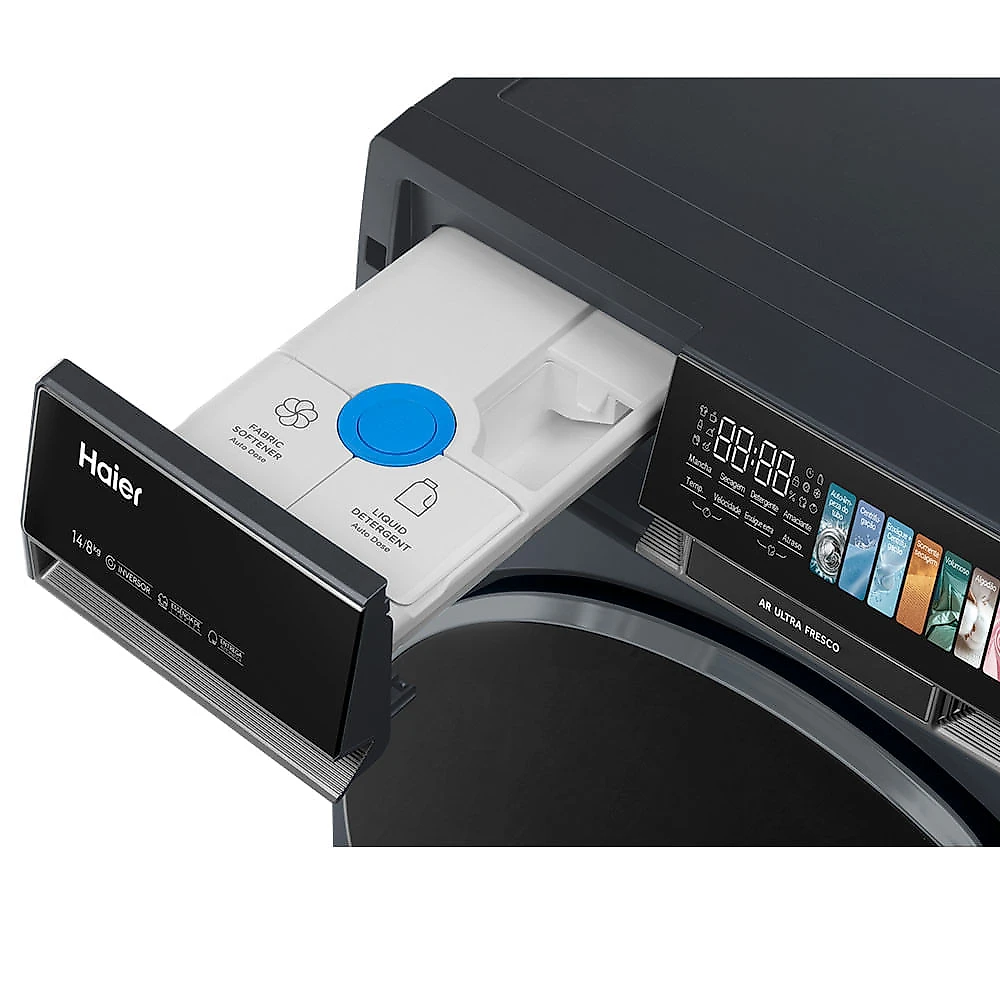 Lava e Seca Haier X-Series X9 14Kg/8Kg Cinza com Essence Wash, Colour UI, Smart Dosing - HWD140 110