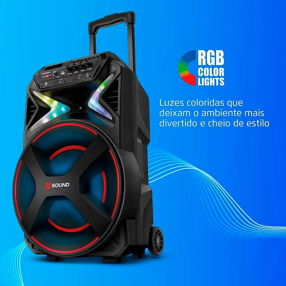 Caixa de Som Acústica Bluetooth 500W Xsound Mondial CM500