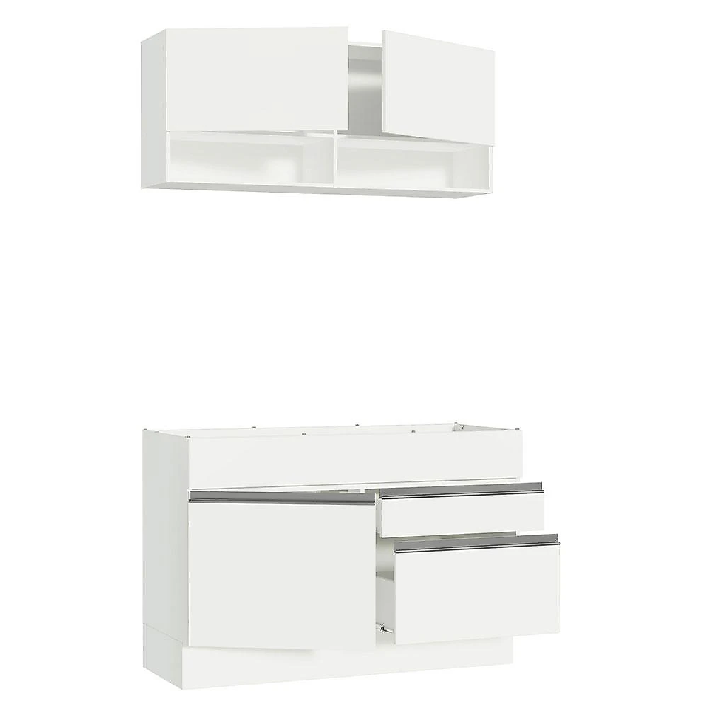 Kit Área De Serviço 120cm com Armário e Balcão Branco Madesa 01 Branco