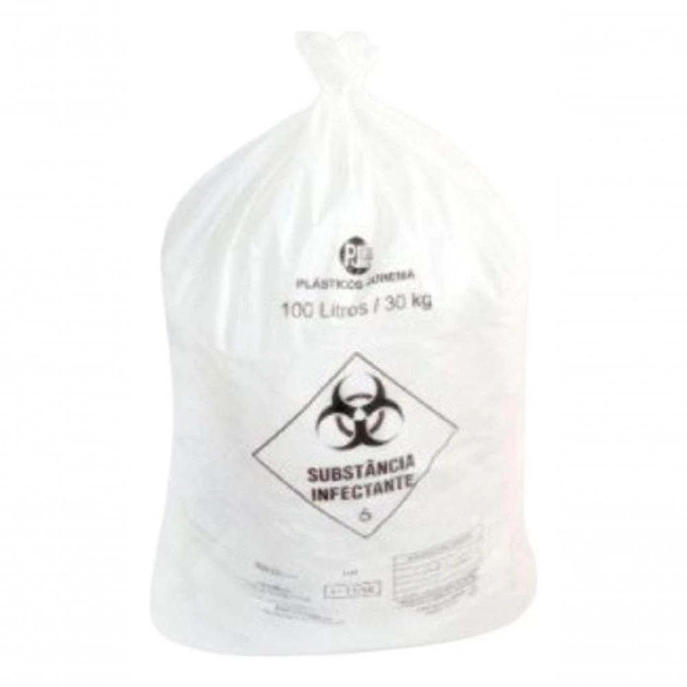 Saco de Lixo Infectante 30L para Descarte Hospitalar em PEAD Branco Higipack