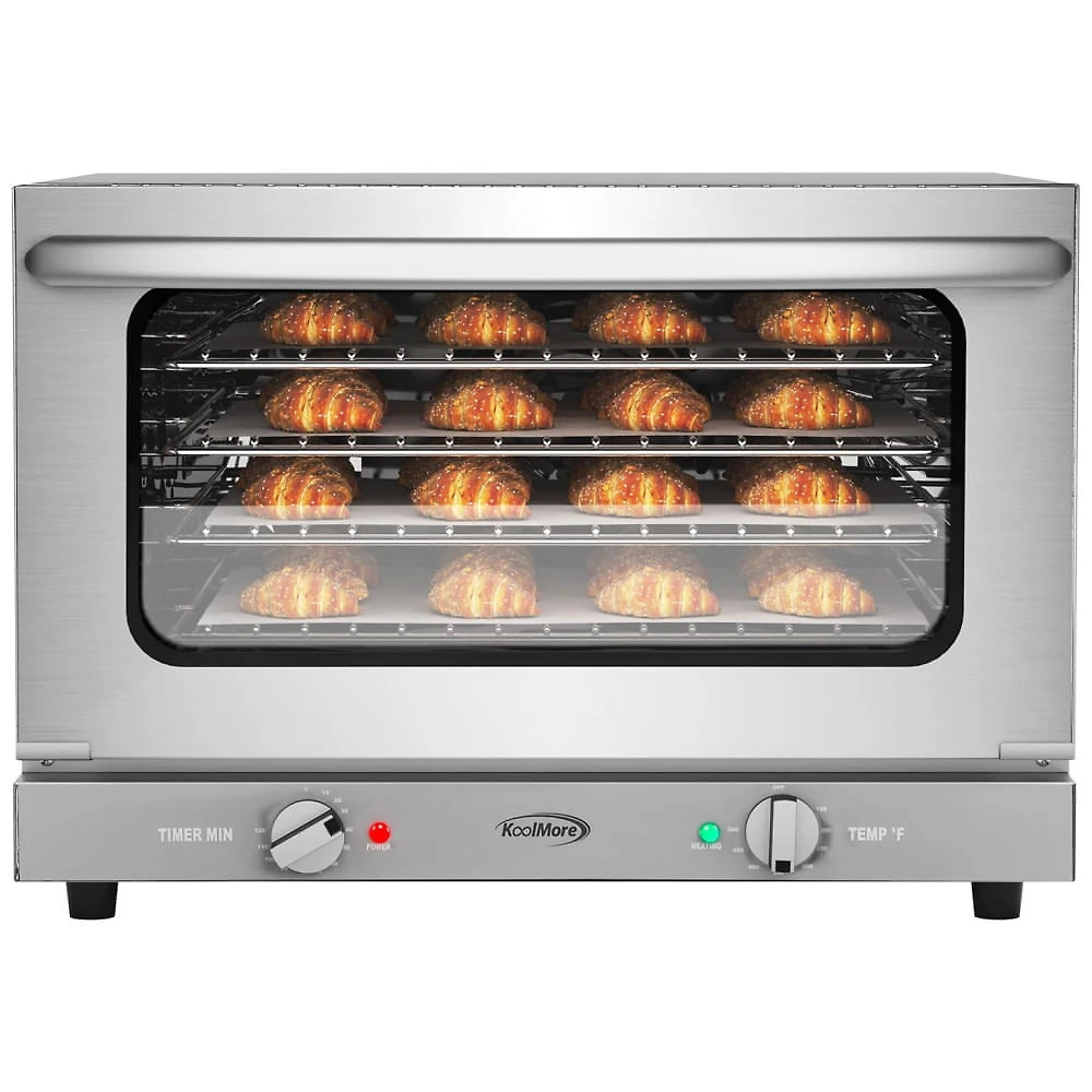Forno de Convecção Comercial KoolMore para Bancada com 4 Prateleiras e 1600W de Potência em Aço Inoxidável