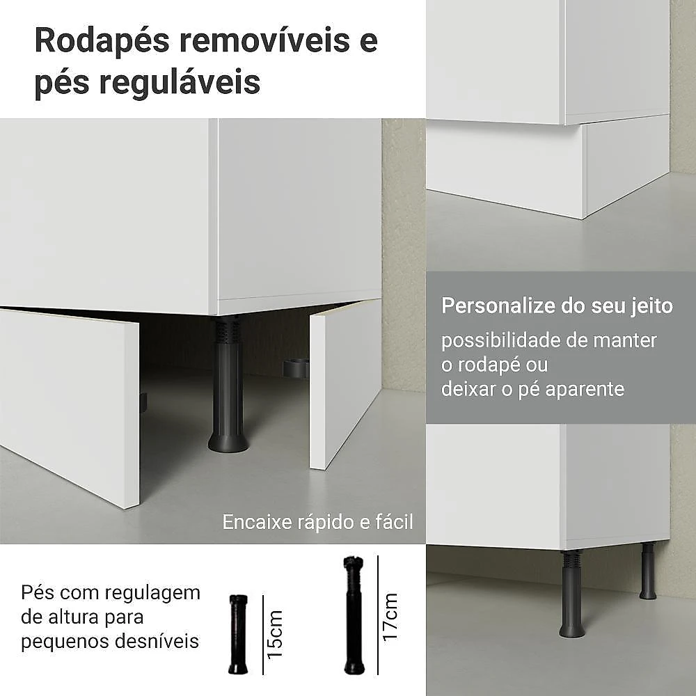 Kit balcão + cristaleira 60 cm smart 100% mdf madesa branco