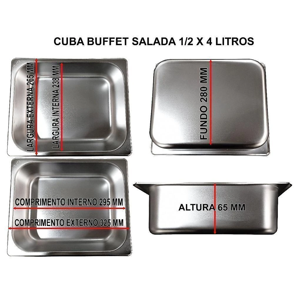 Buffet Salada de Bancada SPL510BC Conserva e Resfria Alimentos com 4 Cubas Inox Spolu