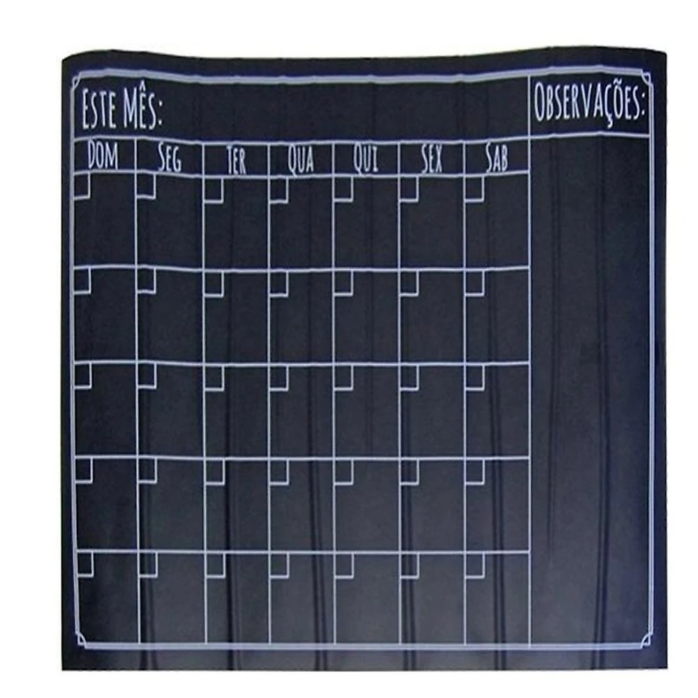 Lousa Calendário Adesiva Planner Mensal e Semanal Yeet com Caneta Marcador 45cm X 60cm Preto