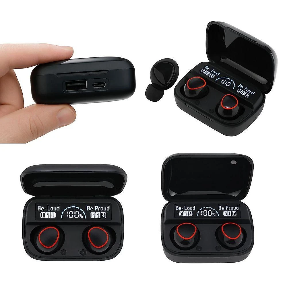 Fone de Ouvido sem Fio M10 Bluetooth com Estojo Powerbank e Iluminação RGB Preto