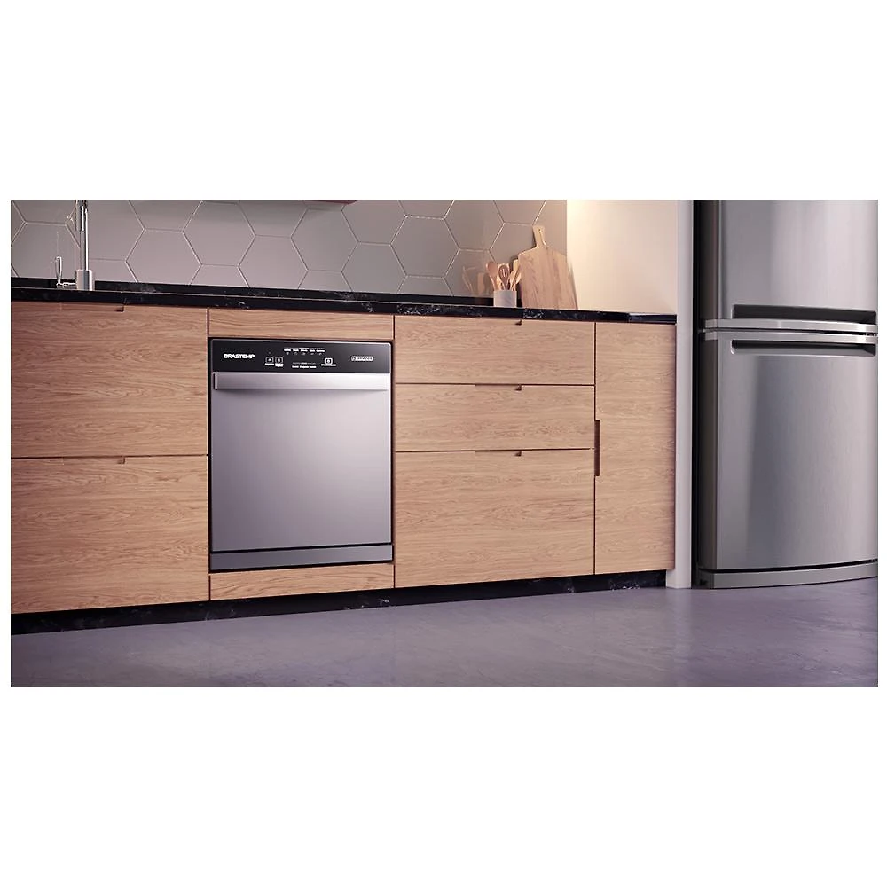 Lava Louças Brastemp Cinza Metálico com 08 Serviços e 05 Programas de Lavagem - BLF08B 110
