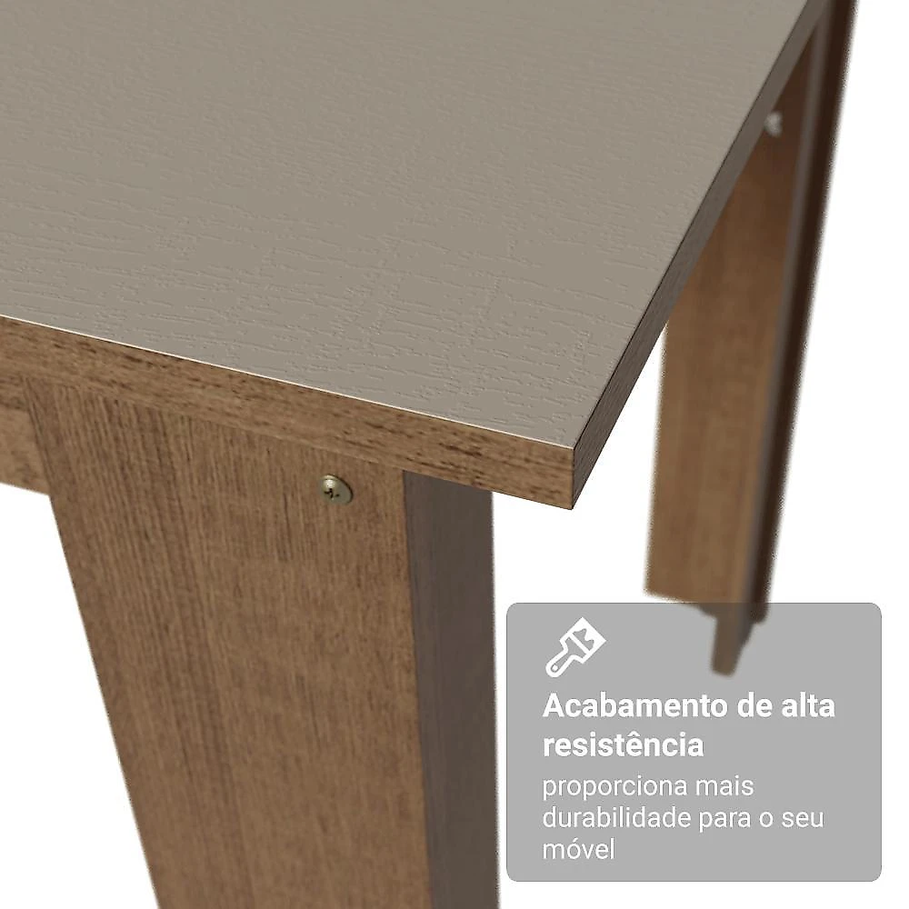 Conjunto sala de jantar alva mesa tampo de madeira 4 cadeiras rustic/crema/sintético bege madesa