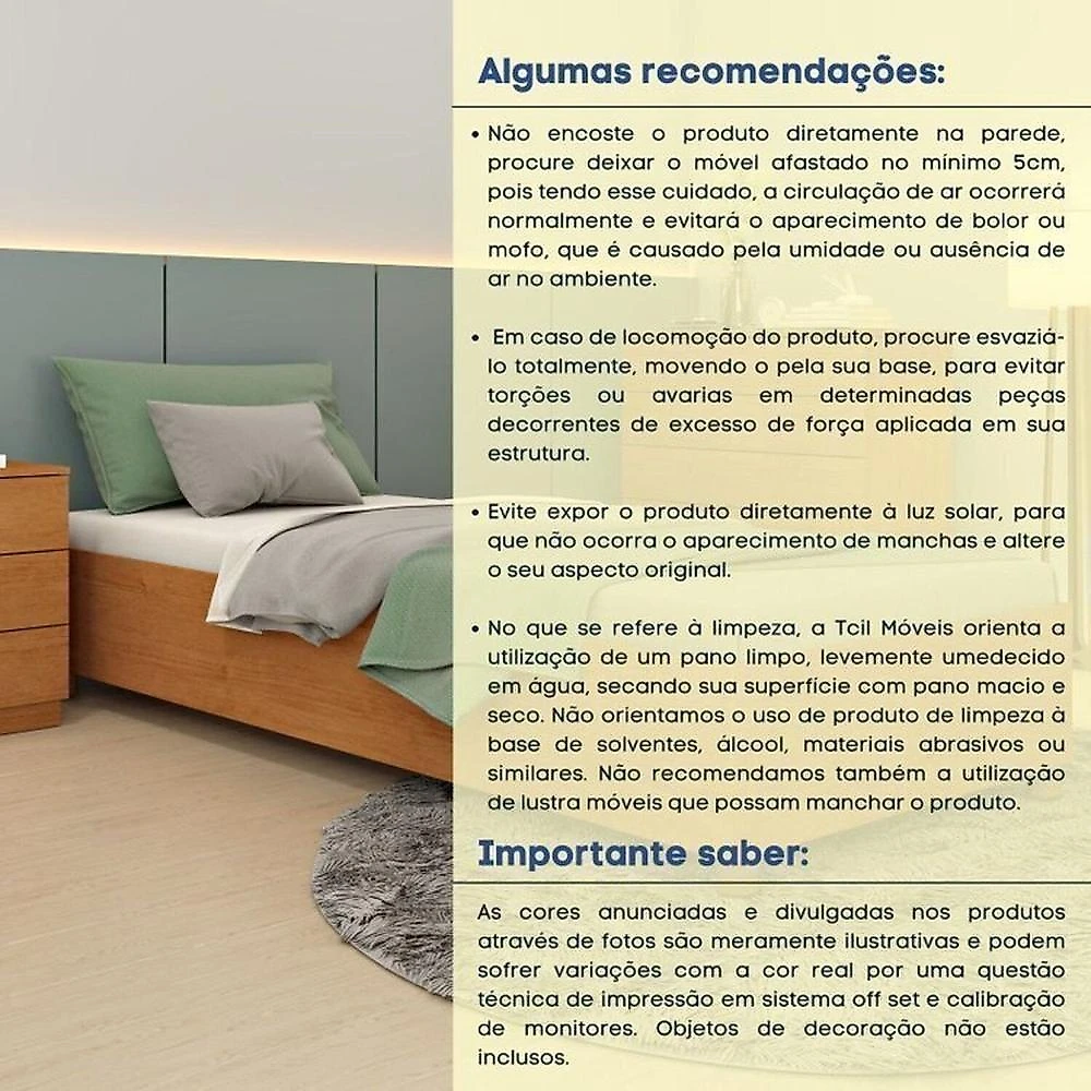 Conjunto Cama Solteiro Mônaco com 2 Mesas de Cabeceira 1 Gaveta Luna em Mdf Cinamomo/Cinamomo