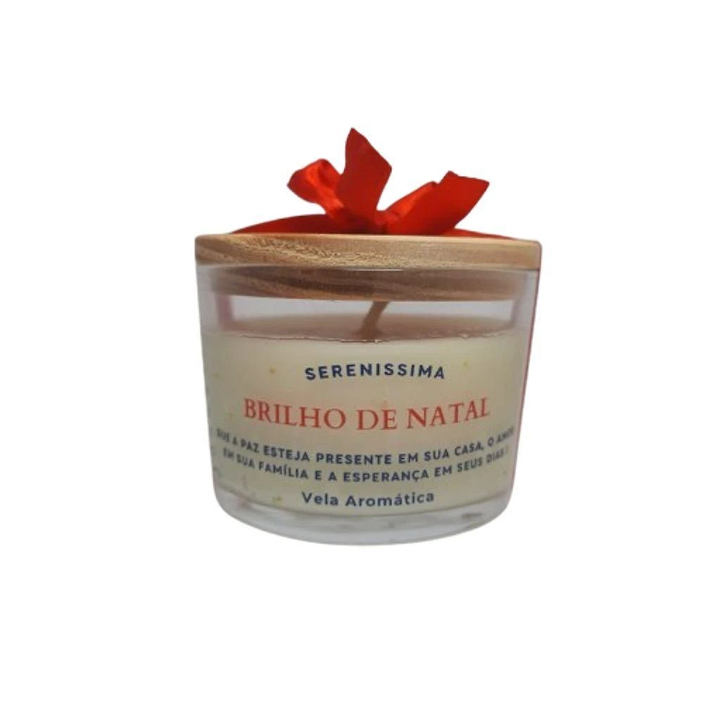 Vela Aromática Decorativa Brilho de Natal Sereníssima Cera de Coco 120g Pavio de Algodão
