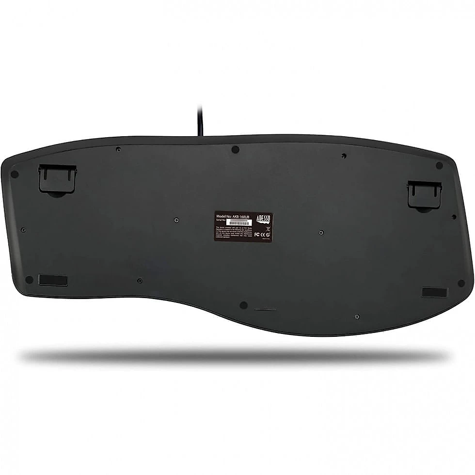 AKB 160UB Teclado Ergonômico Dividido Sem Fio Recarregável Reduz a Tensão das Mãos, ADESSO AKB160UB, Preto