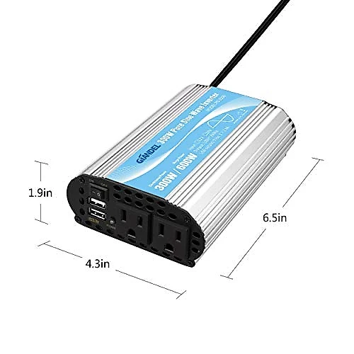 Inversor de Potência GIANDEL 300W 12V DC para 120V AC Saída USB 48A Ultra Velocidade