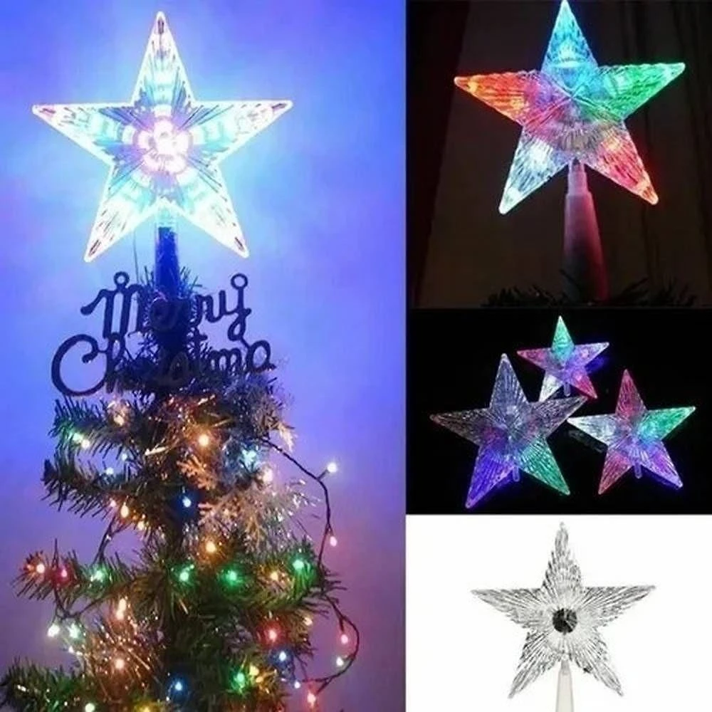 Ponteira para Árvore de Natal Estrela Led Colorida Wincy
