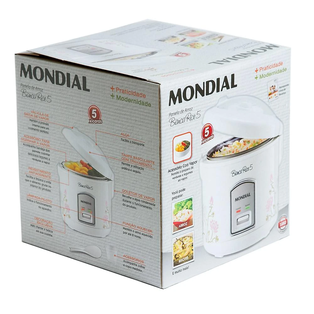 Panela Elétrica de Arroz 5 Xícaras Mondial Bianca Rice NPE-05 Branca 220V