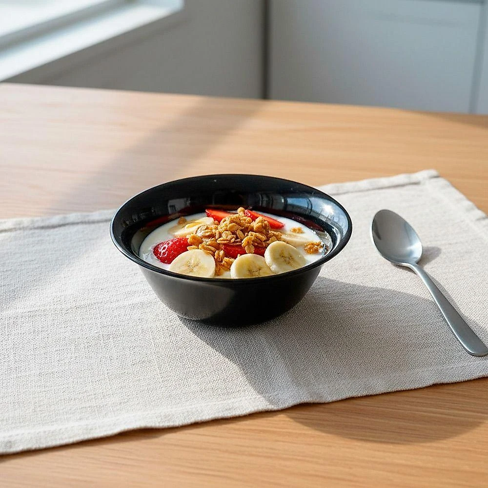 Kit 3 Bowls Mini Tigela 12cm para Sobremesa em Vidro Opalino Preto em Casa Tem