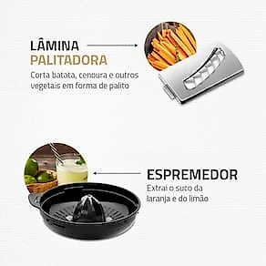Multiprocessador de Alimentos Mondial Turbo Chef 9 em 1 MPN-01-BF 2 Velocidades + Pulsar 1000 W 110V