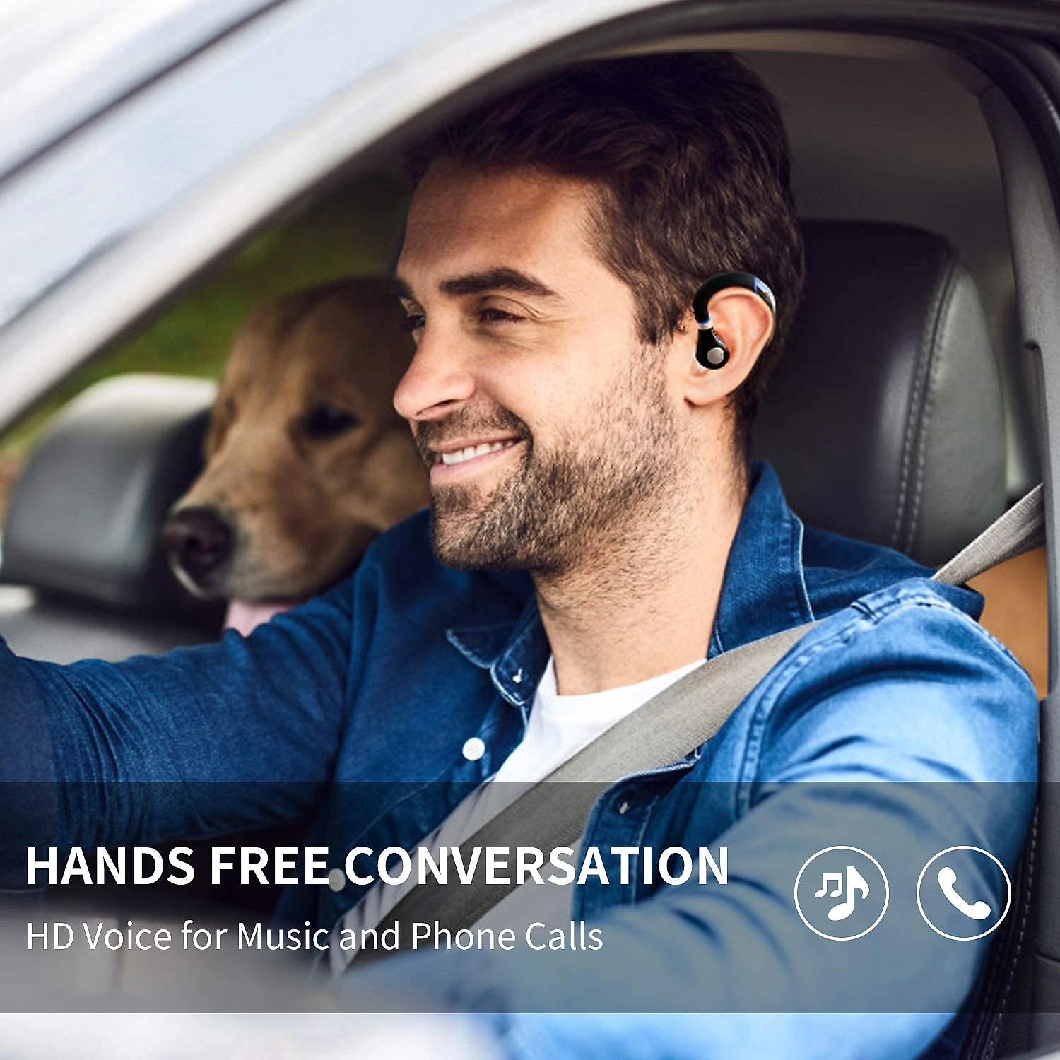 FIMITECH Fone de ouvido sem Fio Headset Bluetooth para Chamadas com Microfone Preto