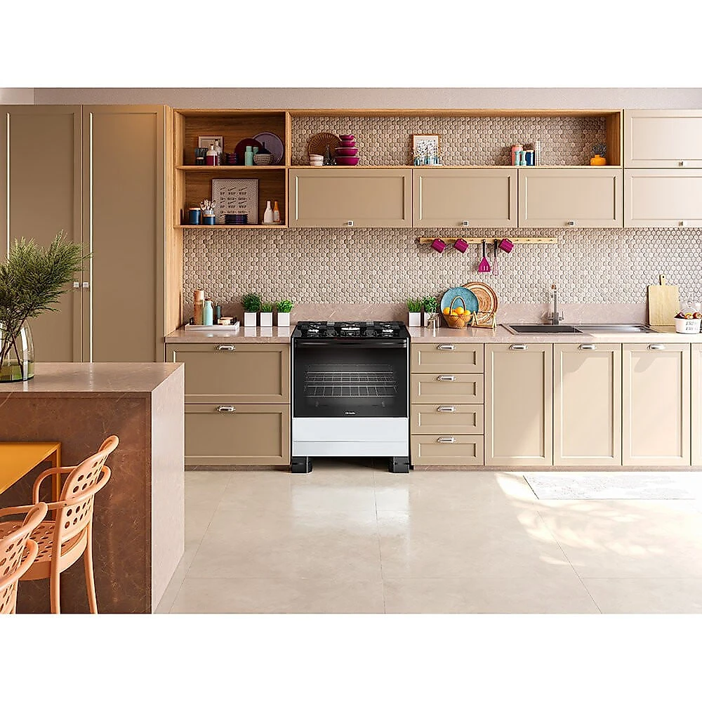 Fogão a Gás 5 Bocas Mueller, Bivolt, Mesa de Vidro MFV5BF Branco - 004487/2015 - Bivolt