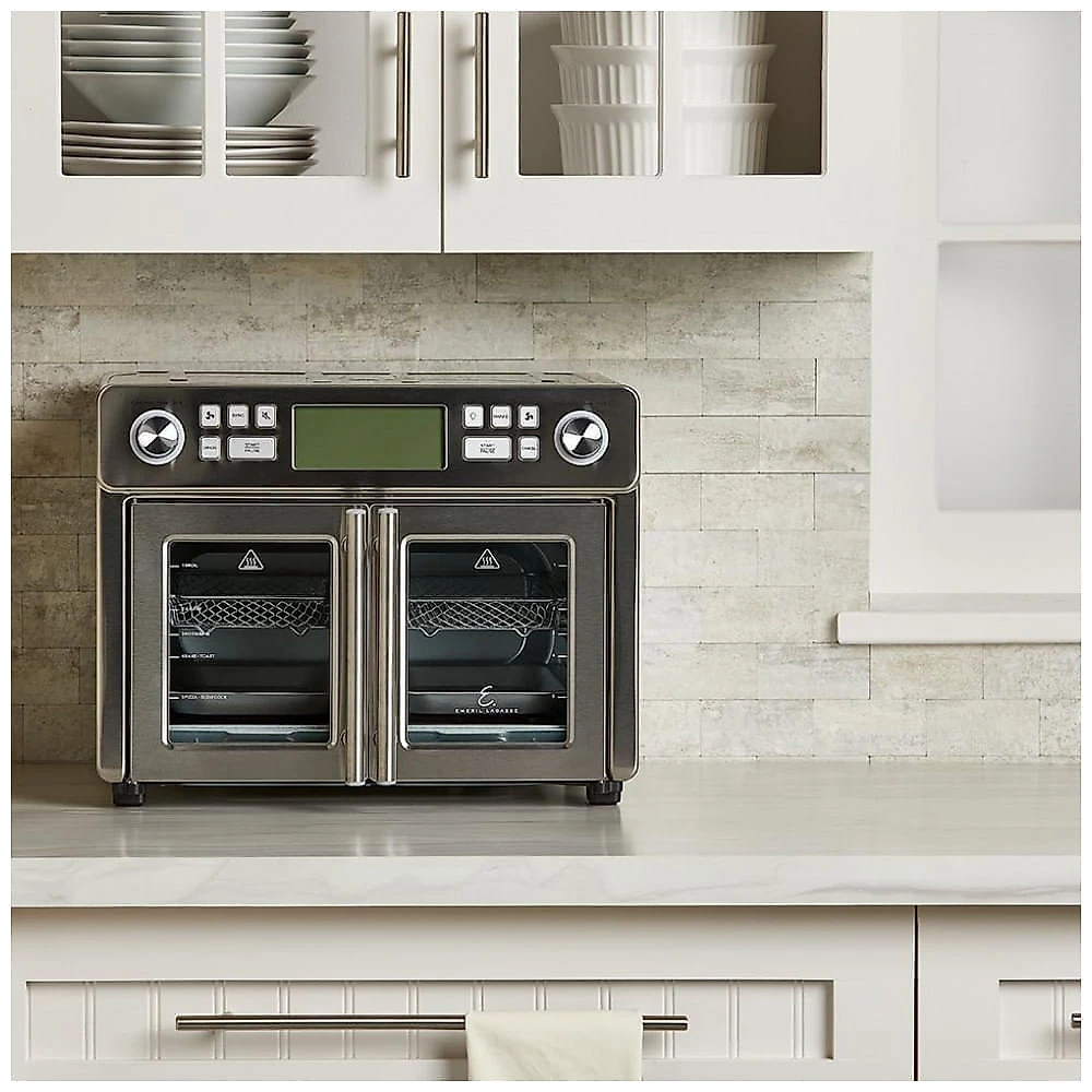Forno Air Fryer Emeril Lagasse Dual Zone 360 com Porta Francesa, 23,66 litros Extra Grande, Prepare Dois Alimentos de Maneiras Diferentes