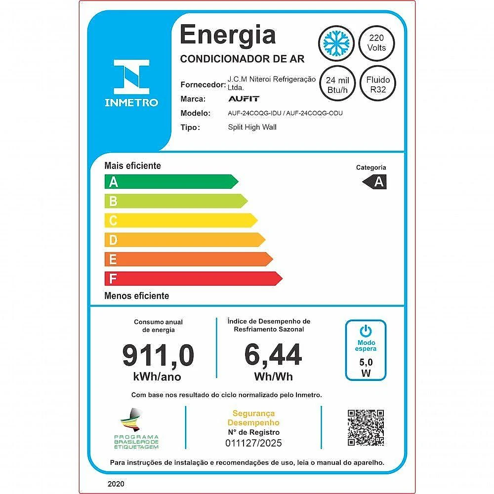 Ar Condicionado Split Hi Wall Inverter Aufit 24.000 Btus Frio 220V R-32