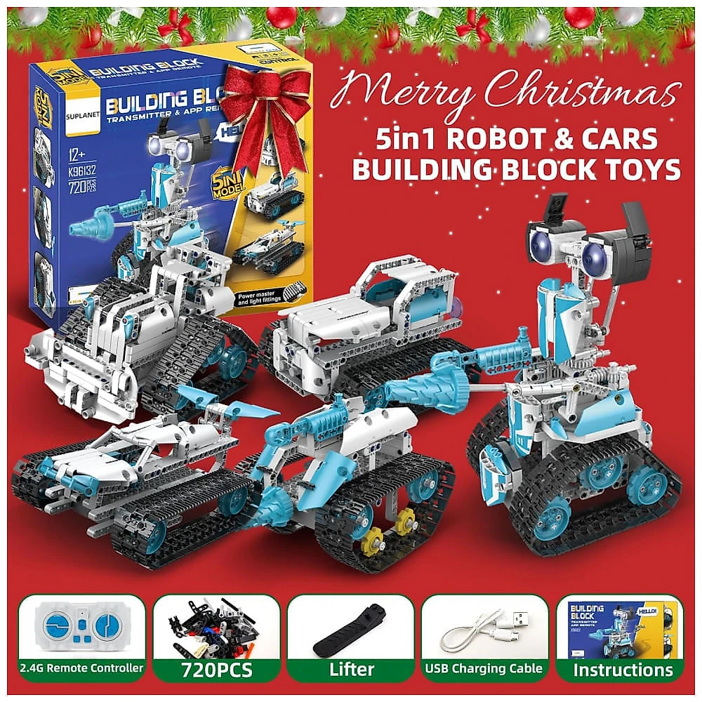 Kit de Construção 720 Peças STEM Robô Programável com Aplicativo para Crianças de 8 a 12 Anos, Suplanet