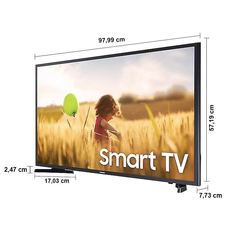 Smart tv 43" led full hd samsung t5300 com hdr, sistema operacional tizen, wi-fi, espelhamento de tela, dolby digital plus, hdmi e usb