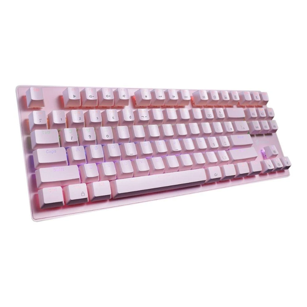 Teclado mecânico gamer wolf tc605 - led rainbow - switch outemu brown- abnt pink