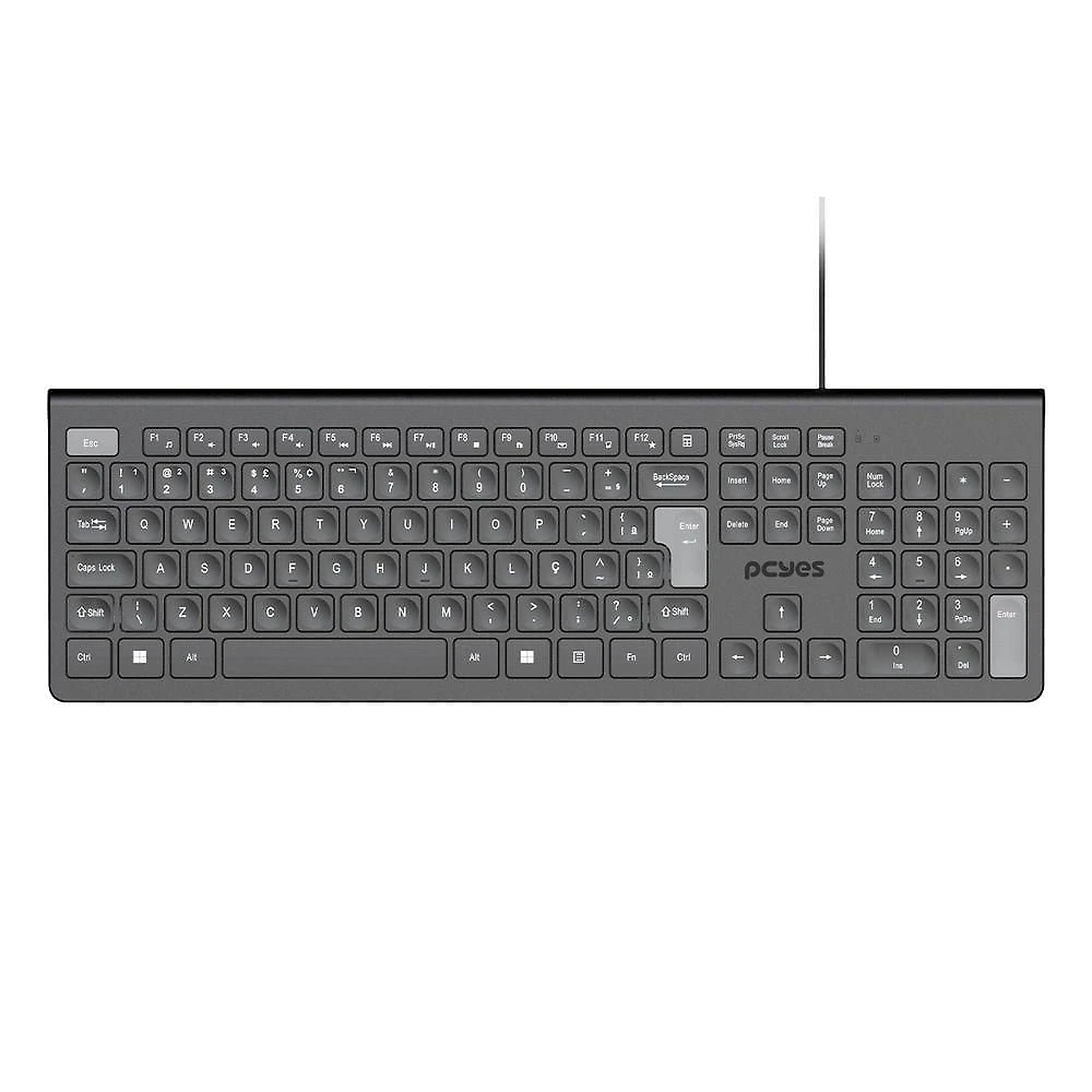 Teclado com Fio PCYES Soft PTOSF2AB com Multimídia ABNT2 Preto