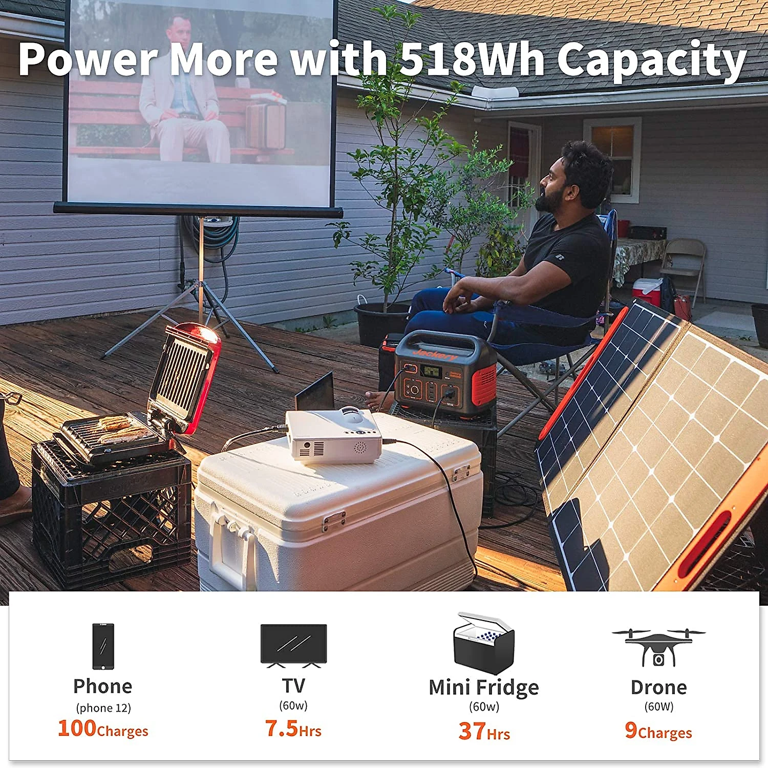 Jackery Gerador/Acumulador de energia Elétrico/Solar, c/ USB, portátil, 100W, 110V, 1000W, c/ 1 tomada.