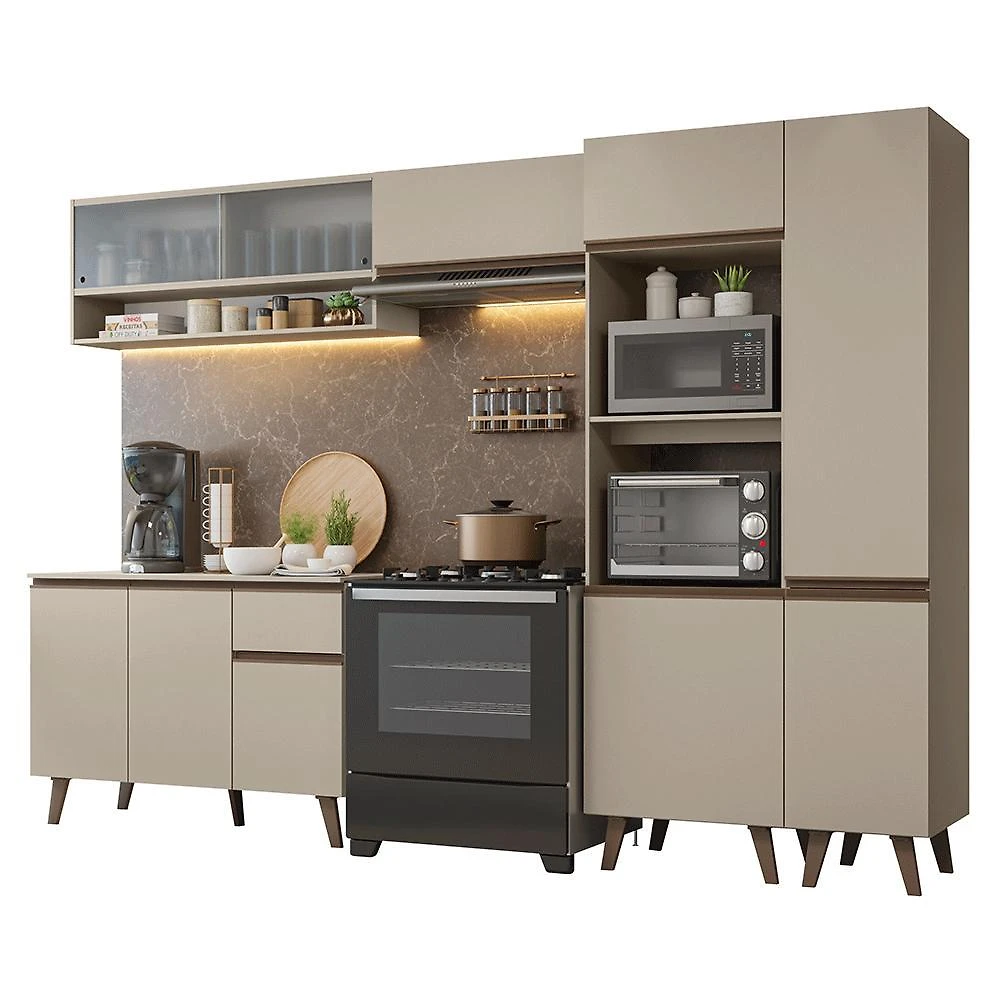 Armário de cozinha completa 300cm crema nice madesa 08