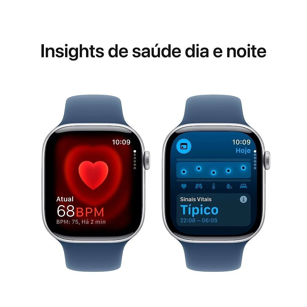 Apple Watch Series 10 GPS + Cellular, Caixa Prateada de Alumínio de 46 mm, Pulseira Esportiva Denim, Tamanho M/G - MWY13AM/A