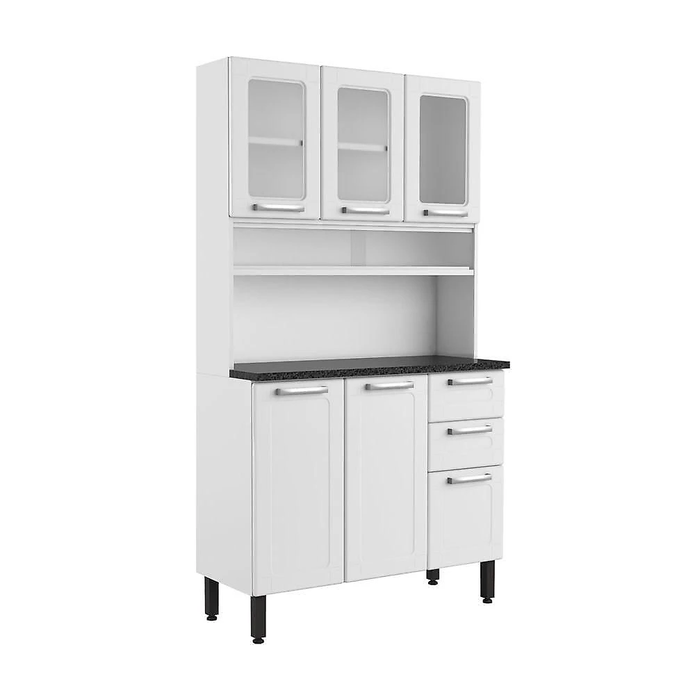 Cozinha Compacta em Aco Multipla 6 Portas 2 Gavetas Branco Bertolini