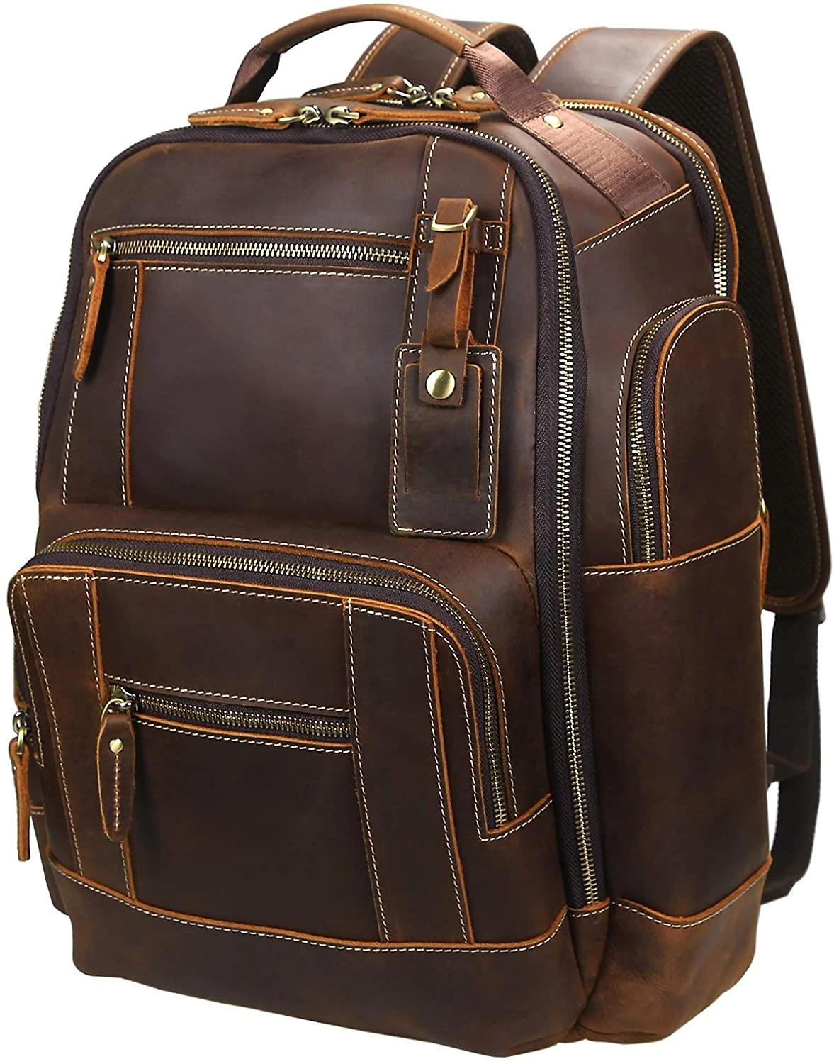 Lannsyne LB125 Mochila Unissex de Couro Genuíno para Laptop