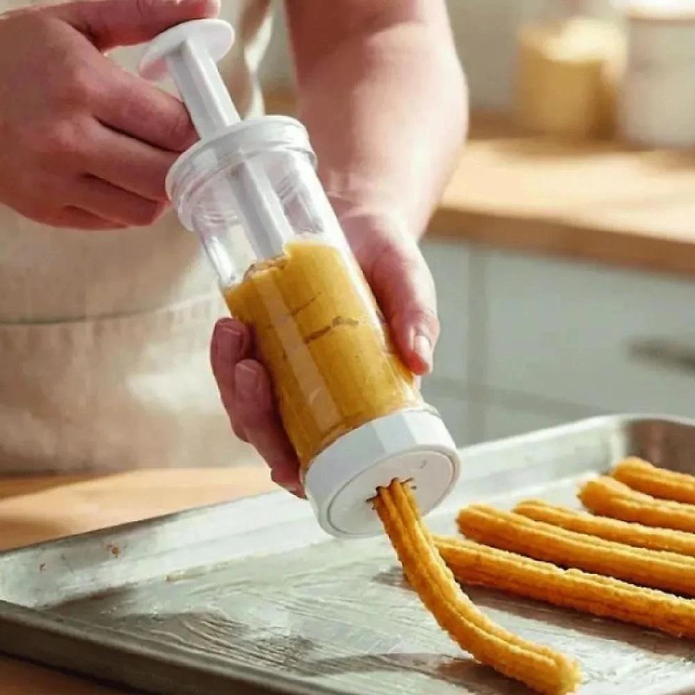 Máquina de Churros Fácil Manual Plástico Resistente com Bico Recheador para Mini e Tradicionais