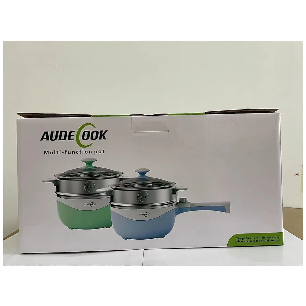 Panela Elétrica Mini Audecook Hot Pot - 1,7L, Frigideira Portátil Antiaderente, Potência Ajustável, Cozimento Rápido de Macarrão em Viagens