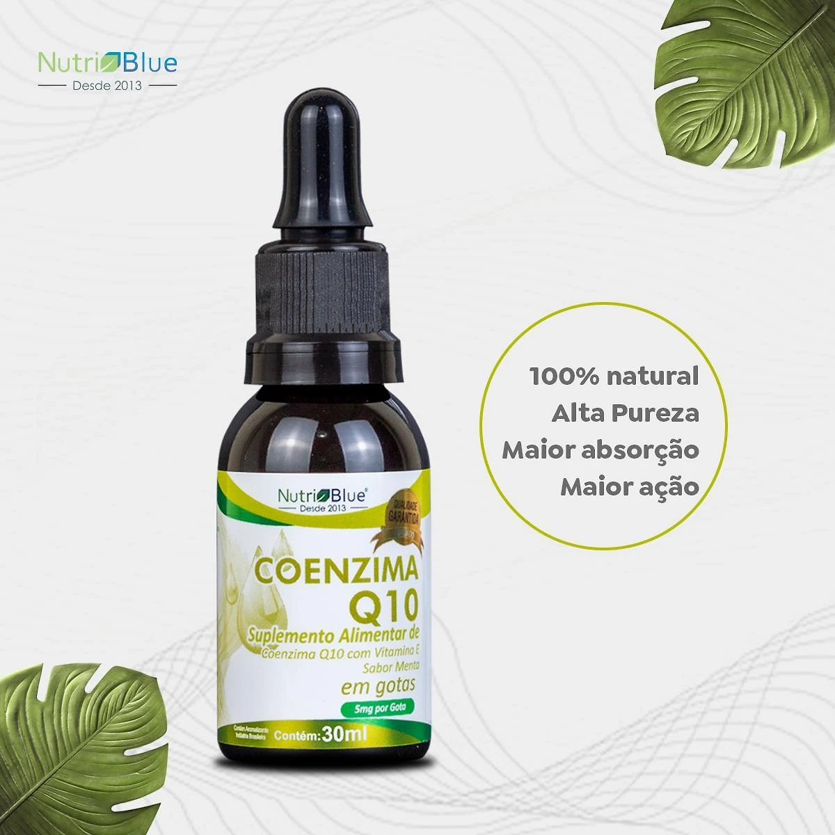 Kit 5 Coenzima Q10 Em Gotas - Nutriblue - 5Mg Por Gota