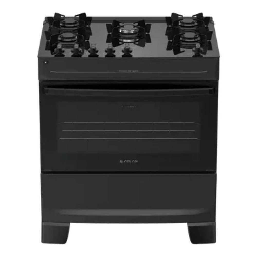 Fogão 5 Bocas Monaco Top Glass Atlas Preto Bivolt