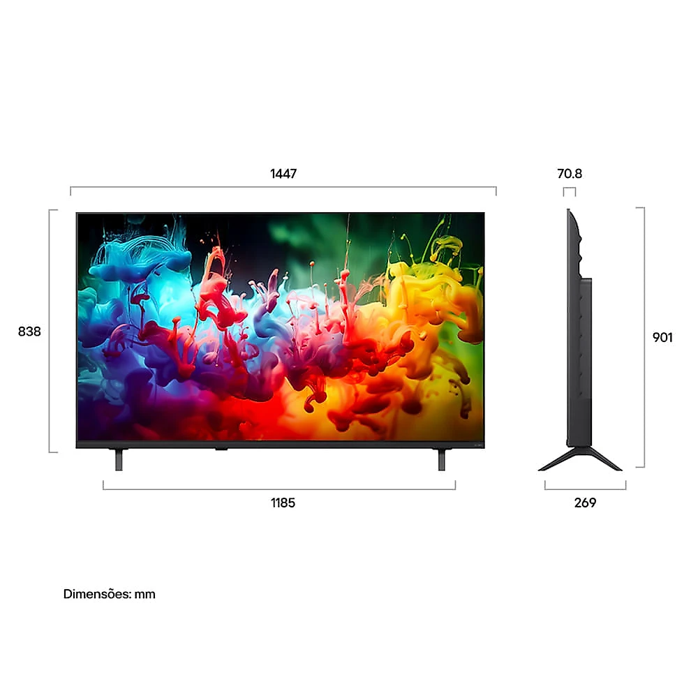Smart TV LG QNED Mini LED AI 4K 65" Polegadas com Recurso para Jogos, Google Assistente e Wi-Fi - 65QNED70BSA Bivolt