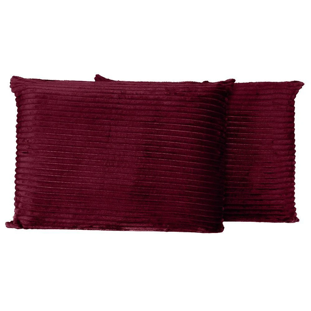 Par De Fronhas Em Manta Canelada 70cm X 50cm - Porta Travesseiro Mantinha Microfibra Para Inverno Cor Vinho