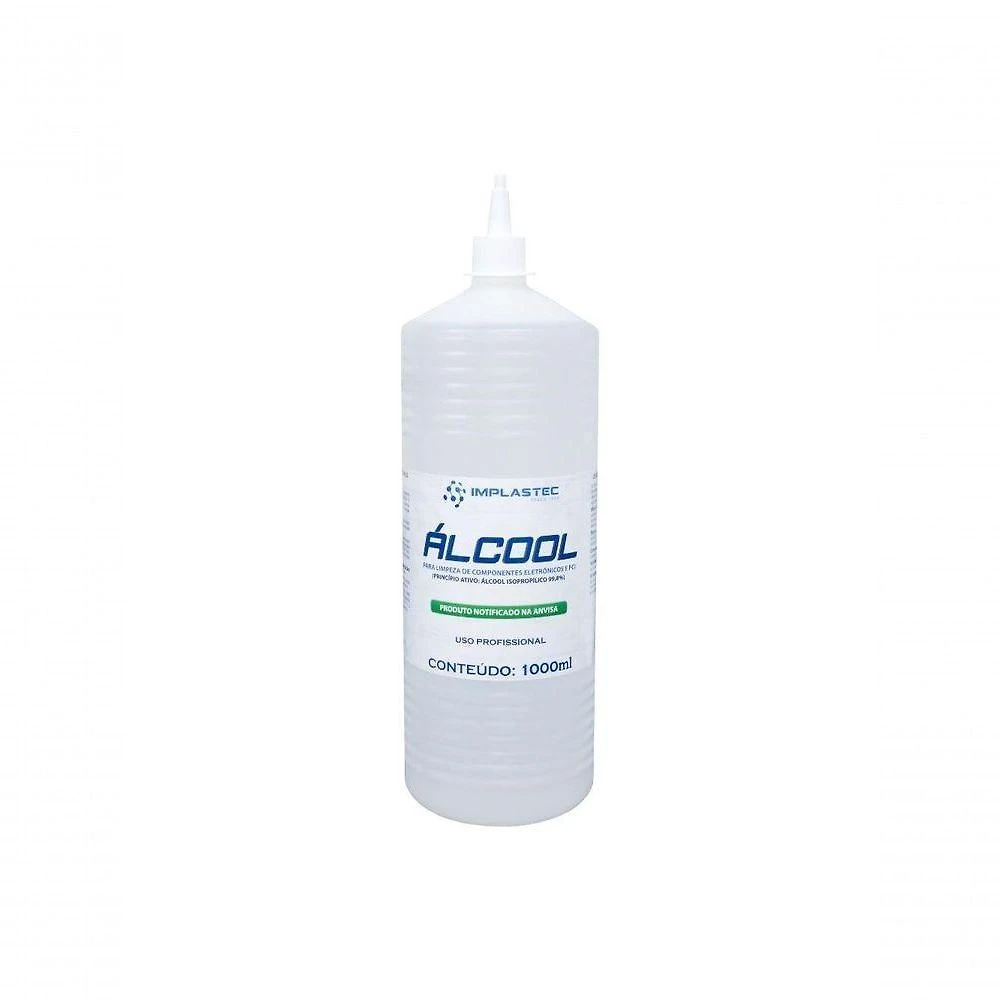 Álcool Isopropílico Implastec 99,8% 1000ML com Alta Pureza e Solubilidade em Água Implastec