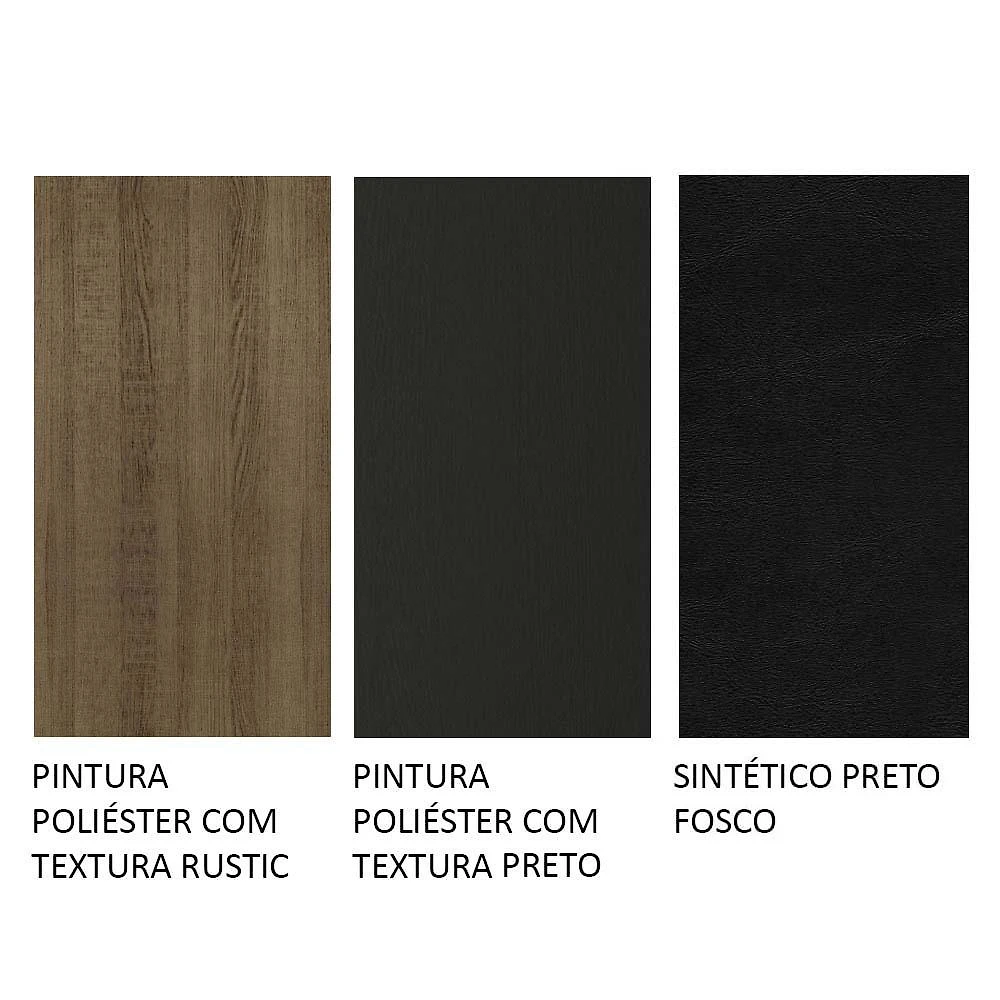 Conjunto Sala de Jantar Madesa Gabi Mesa Tampo de Madeira 2 Cadeiras - Rustic/Preto/Sintético Preto Rustic/Preto/Sintético Preto