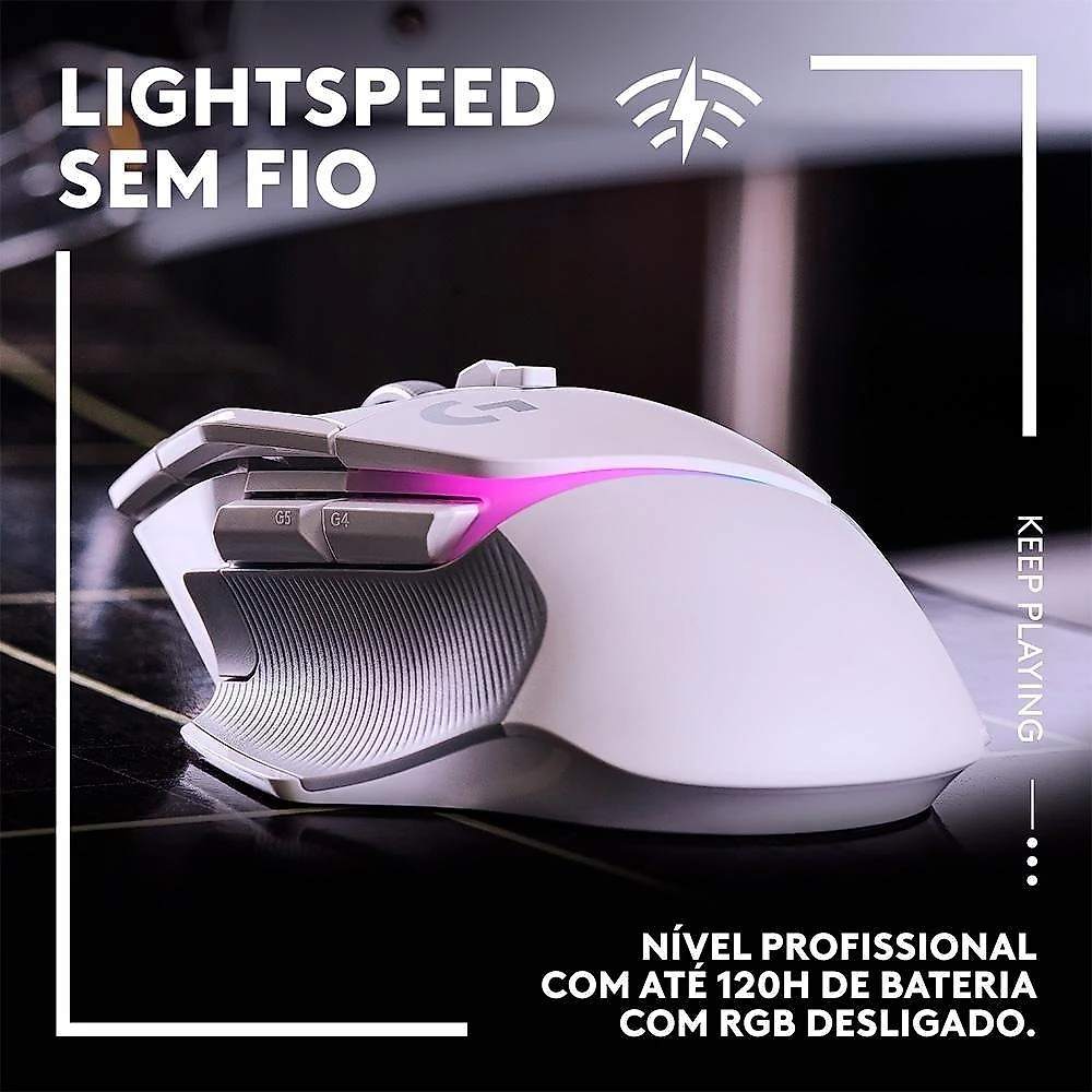 Mouse Gamer Sem Fio Logitech G502 X Plus, RGB, 25600 DPI, 13 Botões, Switch, Branco - 910-006170