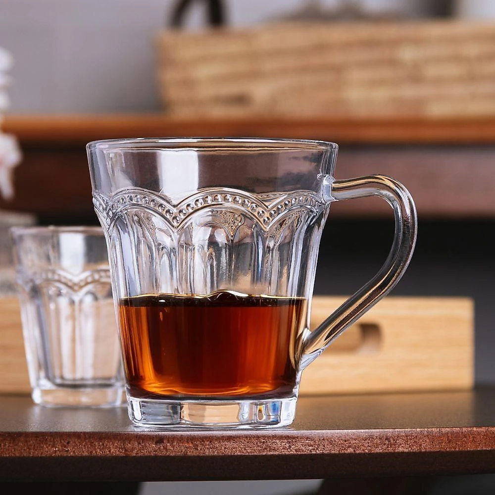 Jogo 10 Xícara De Chá Café Belle Epoque Vidro Resistente Transparente 180ml Lyor