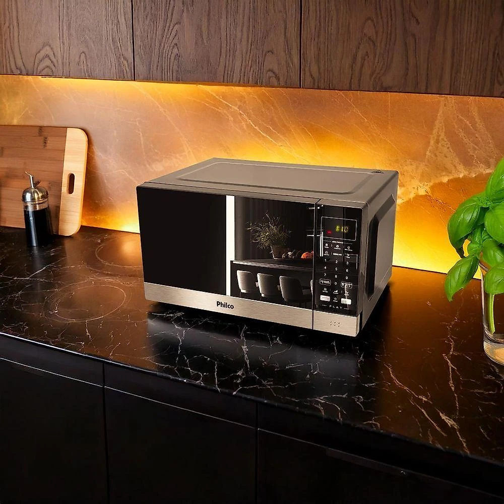 Micro-ondas Philco 28L Preto Espelhado Flat PMO30F 110V