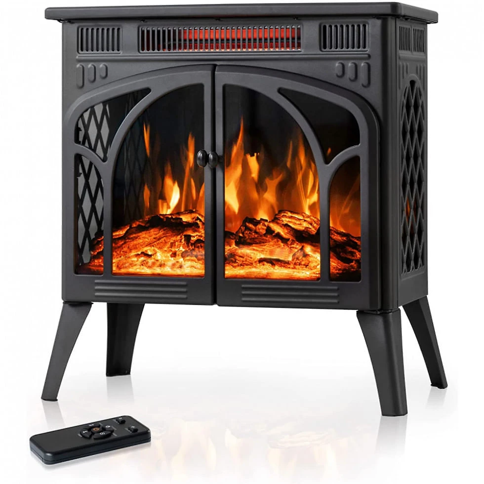 Lareira Elétrica com Controle Remoto e Chamas 3D Ajustável, 1500W, 110v, Electactic, Preto