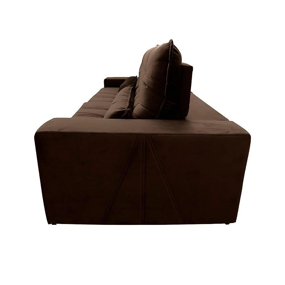 Sofá Retrátil Reclinável Zurique 3,00m Suede Velut Marrom Molas No Assento - King House